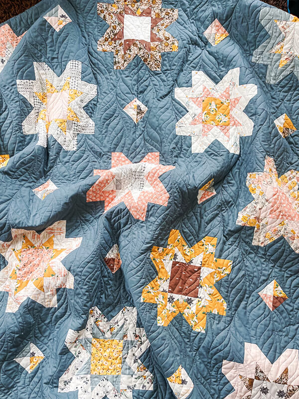 Close-up of a machine quilted pattern
