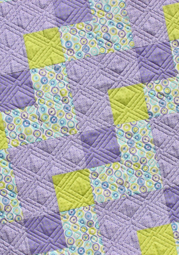 Close-up of a machine quilted pattern